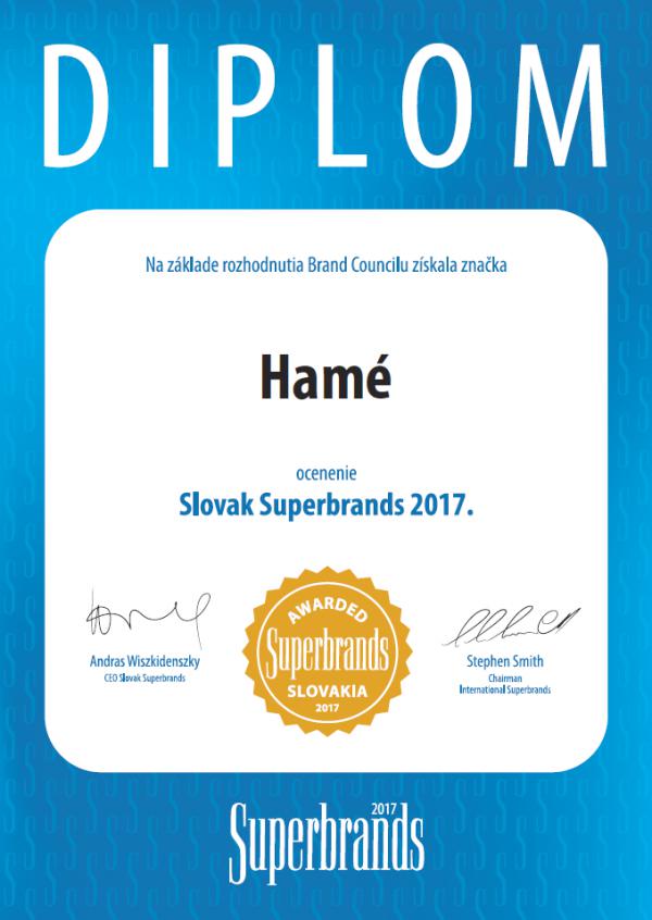 Značka Hamé ocenená po tretíkrát ako Superbrands